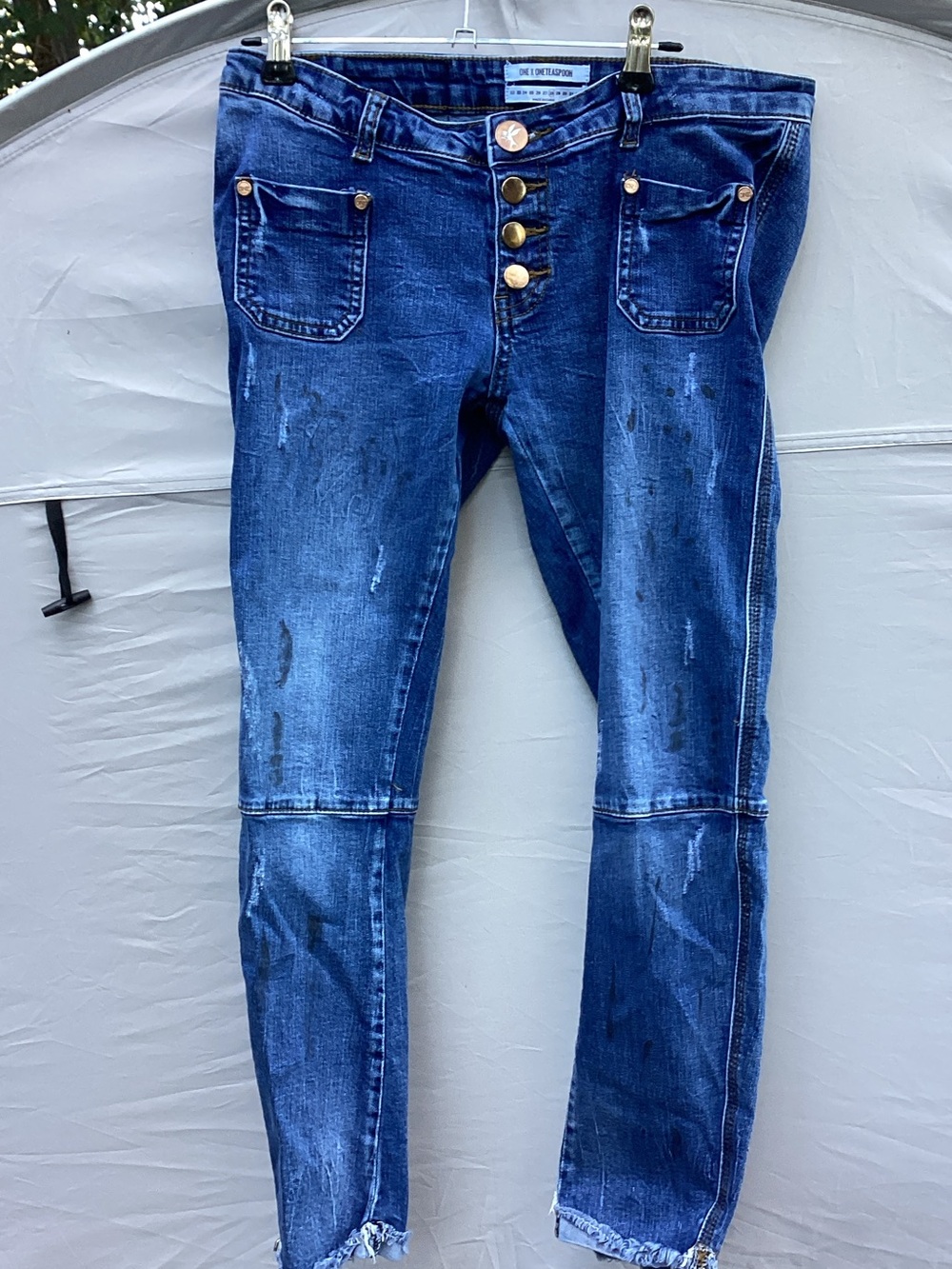 One Teaspoon Women's Skinny Distressed Dark Blue Jeans